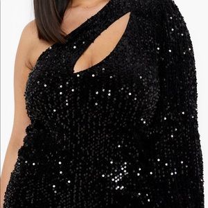 Plus Size Sequin One Shoulder Dress
